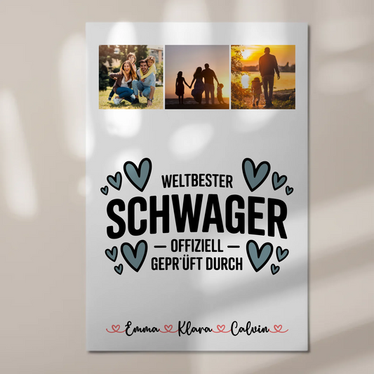 Fotoboard Magnet Poster Fotocollage Schwager Weltbester Schwager Offiziell Geprüft Durch Geschenk 1