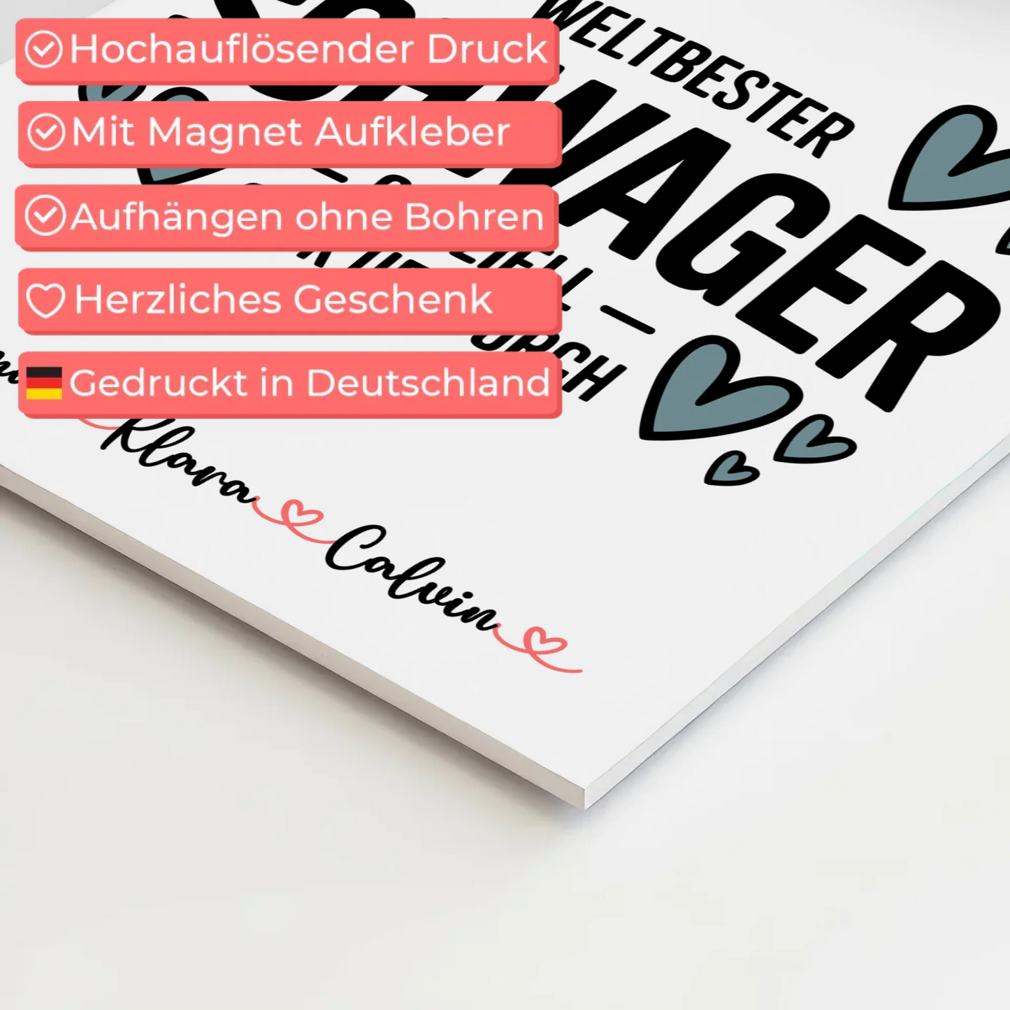 Fotoboard Magnet Poster Fotocollage Schwager Weltbester Schwager Offiziell Geprüft Durch Geschenk