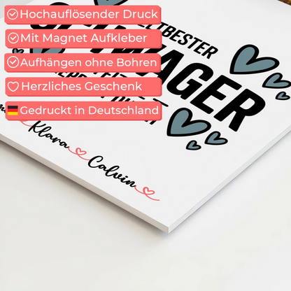 Fotoboard Magnet Poster Fotocollage Schwager Weltbester Schwager Offiziell Geprüft Durch Geschenk