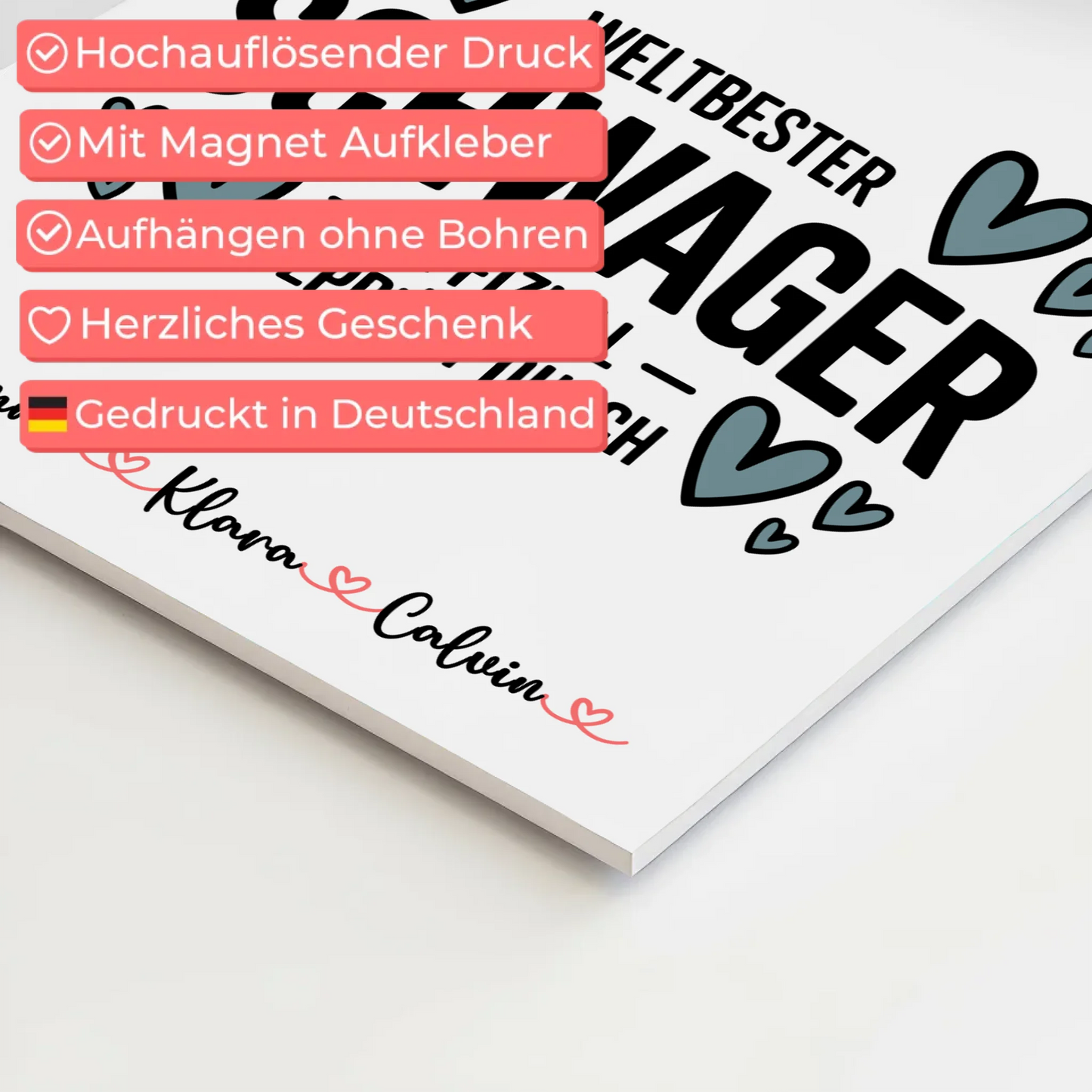 Fotoboard Magnet Poster Fotocollage Schwager Weltbester Schwager Offiziell Geprüft Durch Geschenk