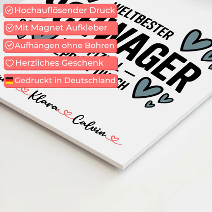 Fotoboard Magnet Poster Fotocollage Schwager Weltbester Schwager Offiziell Geprüft Durch Geschenk