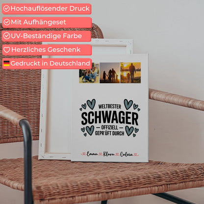 Wandbild Fotocollage für Schwager Weltbester Schwager Offiziell Geprüft Durch personalisiertes Geschenk 5
