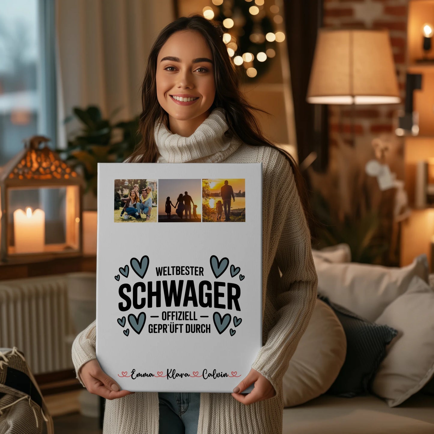 Wandbild Fotocollage für Schwager Weltbester Schwager Offiziell Geprüft Durch personalisiertes Geschenk 2
