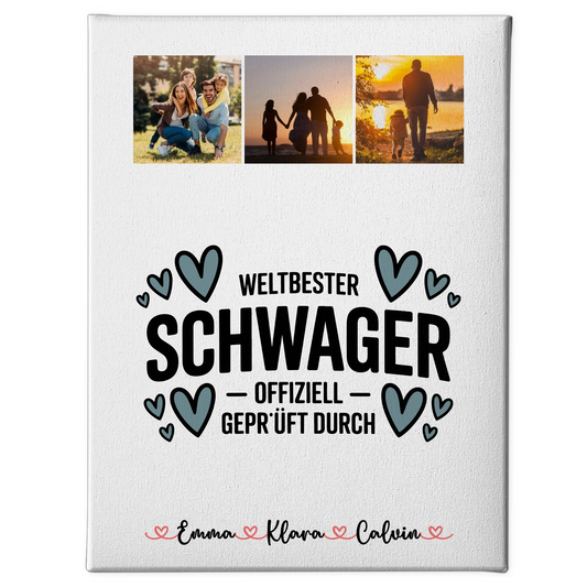 Wandbild Fotocollage für Schwager Weltbester Schwager Offiziell Geprüft Durch personalisiertes Geschenk 1
