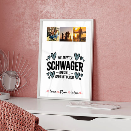 Wandbild Fotocollage Schwager Weltbester Schwager Offiziell Geprüft Durch personalisiertes Geschenk