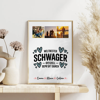 Wandbild Fotocollage Schwager Weltbester Schwager Offiziell Geprüft Durch personalisiertes Geschenk
