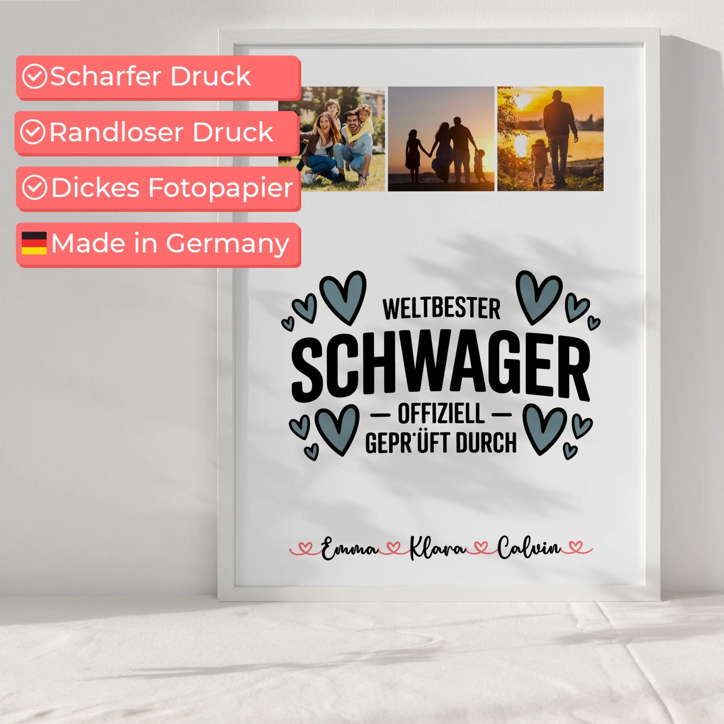Wandbild Fotocollage Schwager Weltbester Schwager Offiziell Geprüft Durch personalisiertes Geschenk
