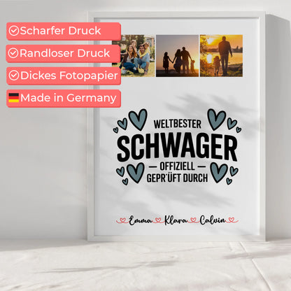 Wandbild Fotocollage Schwager Weltbester Schwager Offiziell Geprüft Durch personalisiertes Geschenk