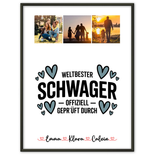 Wandbild Fotocollage Schwager Weltbester Schwager Offiziell Geprüft Durch personalisiertes Geschenk