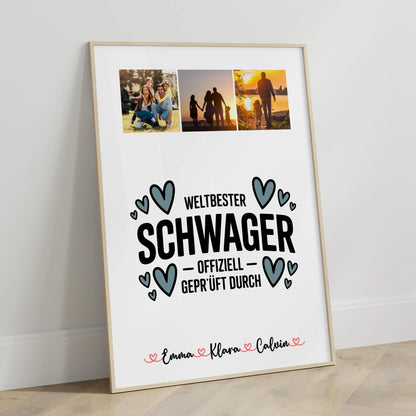 Wandbild Fotocollage Schwager Weltbester Schwager Offiziell Geprüft Durch personalisiertes Geschenk
