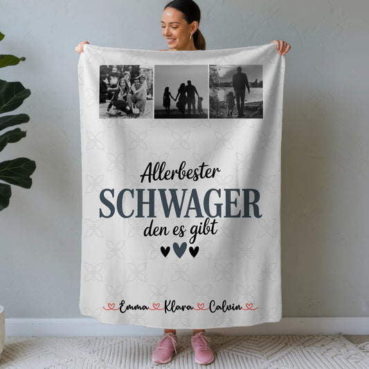 Namensdecke Fotocollage für Schwager Allerbester Schwager Den Es Gibt personalisiertes Geschenk 1
