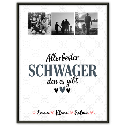 Liebes Poster Personalisiert mit Fotocollage für Schwager Allerbester Schwager Den Es Gibt