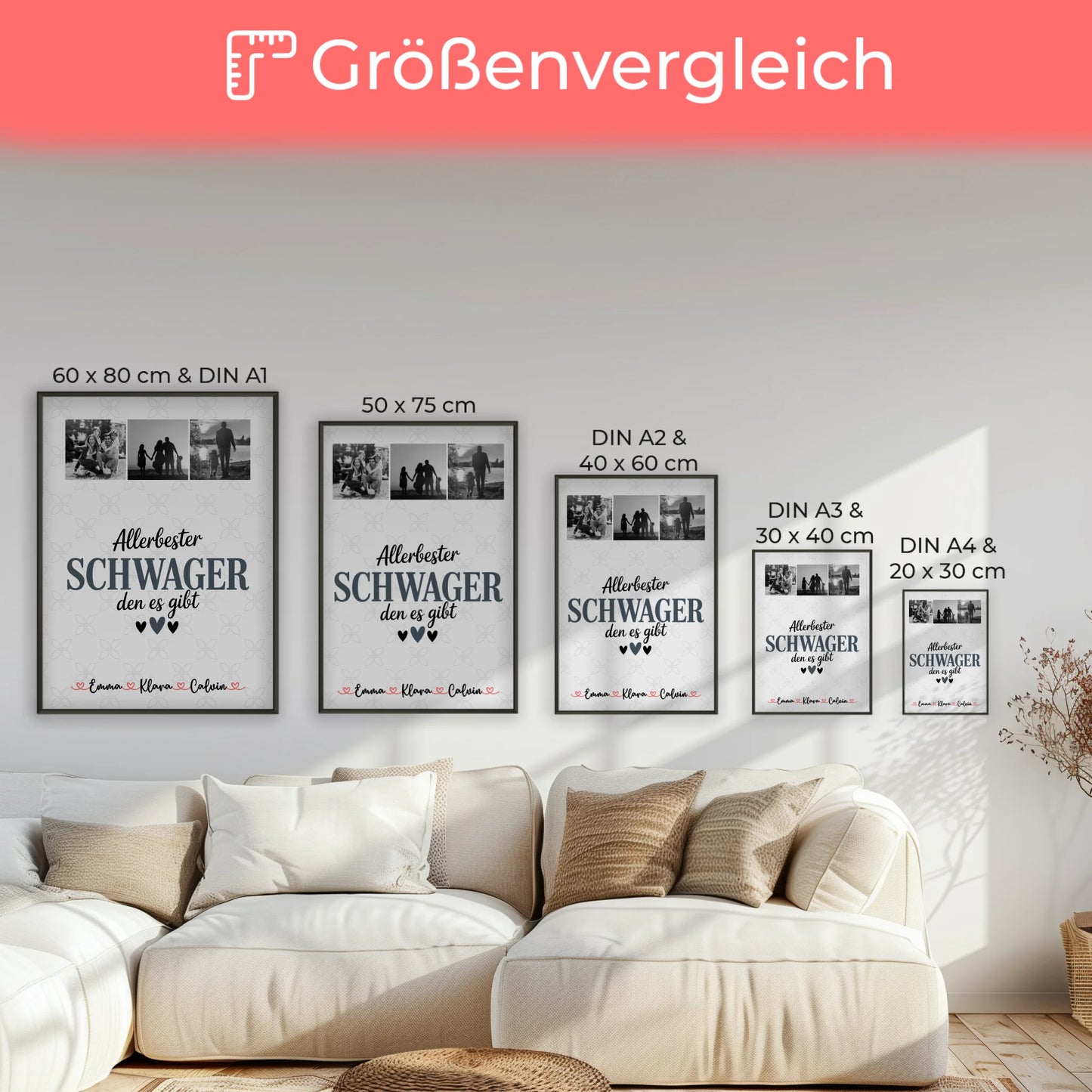 Liebes Poster Personalisiert mit Fotocollage für Schwager Allerbester Schwager Den Es Gibt