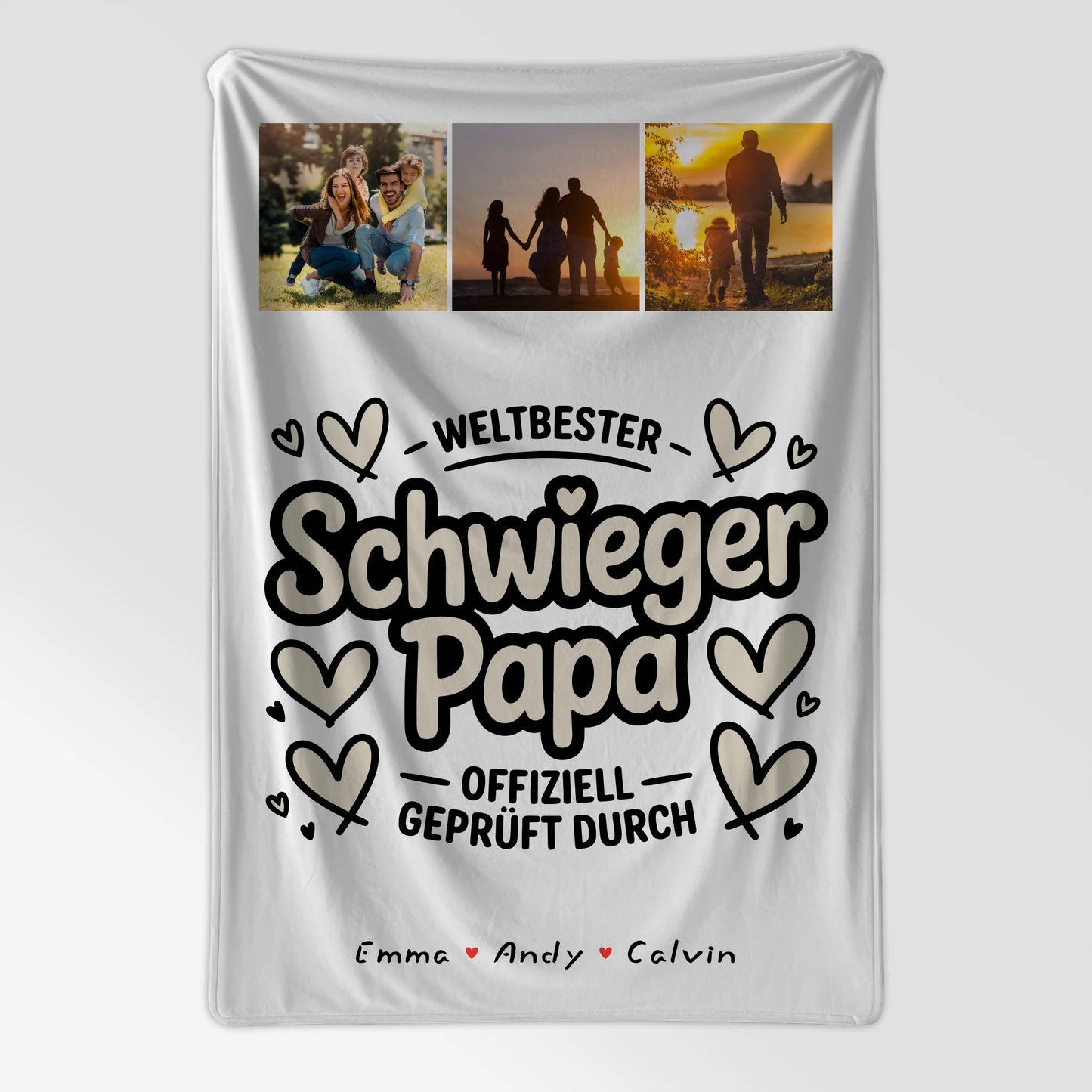 Namensdecke Schwiegerpapa Fotocollage Weltbester Schwiegerpapa Offiziell Geprüft Durch 7