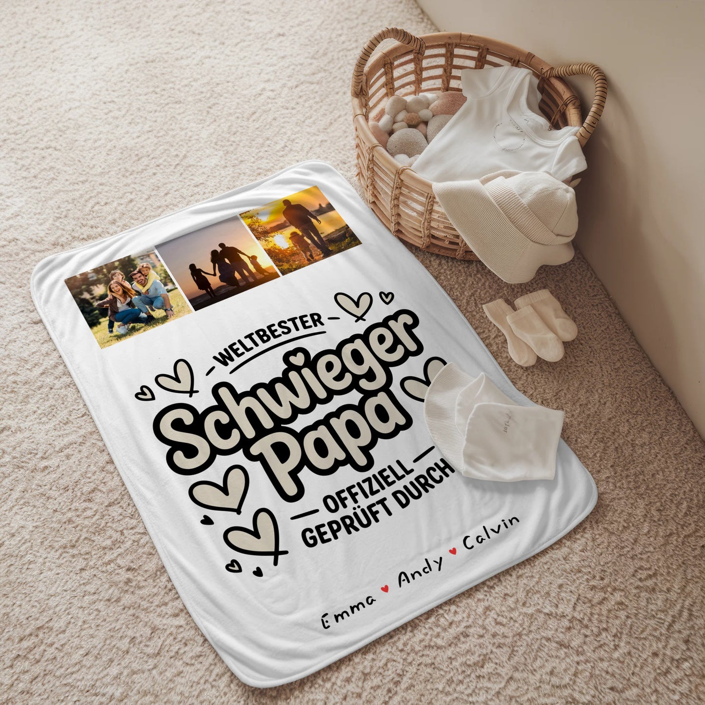 Namensdecke Schwiegerpapa Fotocollage Weltbester Schwiegerpapa Offiziell Geprüft Durch 2