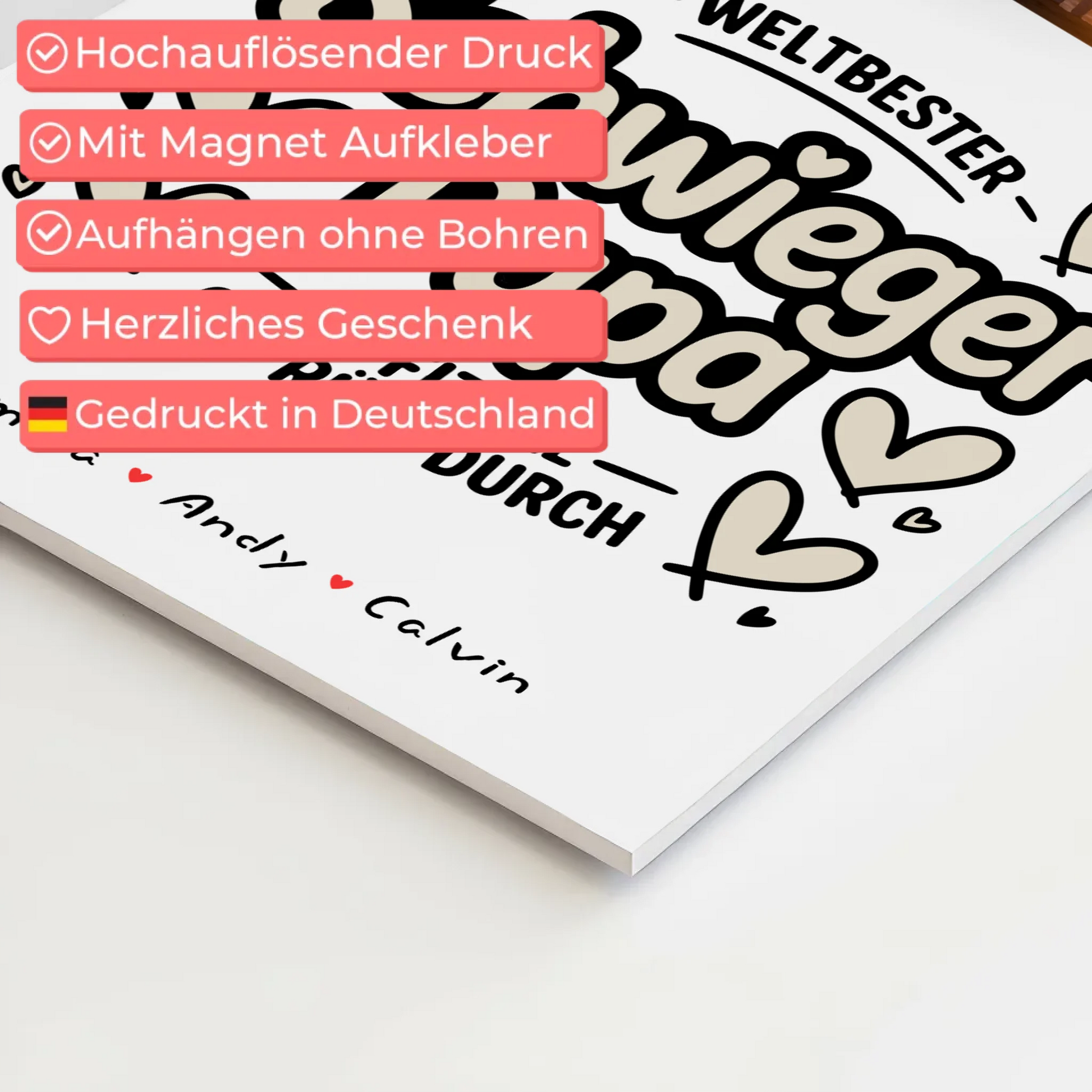 Magnetposter Fotoboard für Schwiegerpapa Weltbester Schwiegerpapa Offiziell Geprüft Durch 4