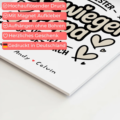 Magnetposter Fotoboard für Schwiegerpapa Weltbester Schwiegerpapa Offiziell Geprüft Durch