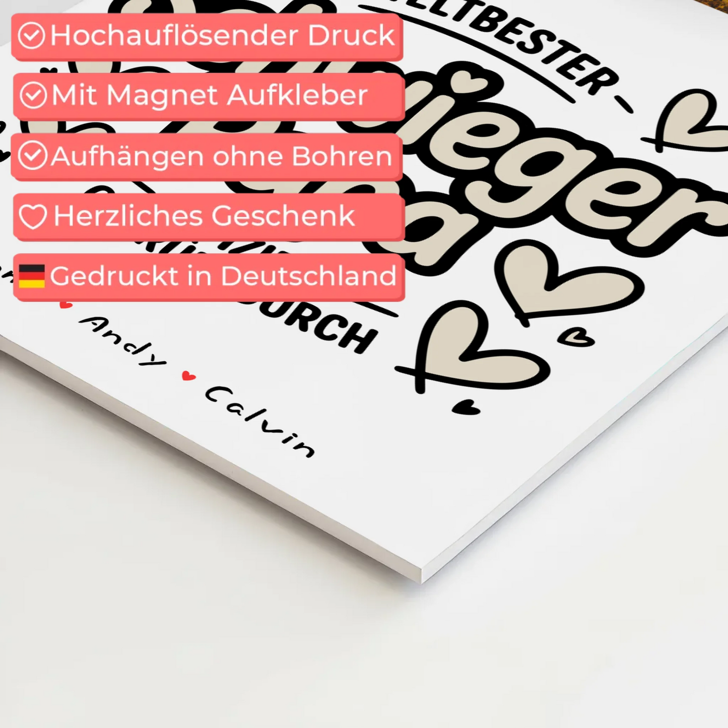 Magnetposter Fotoboard für Schwiegerpapa Weltbester Schwiegerpapa Offiziell Geprüft Durch