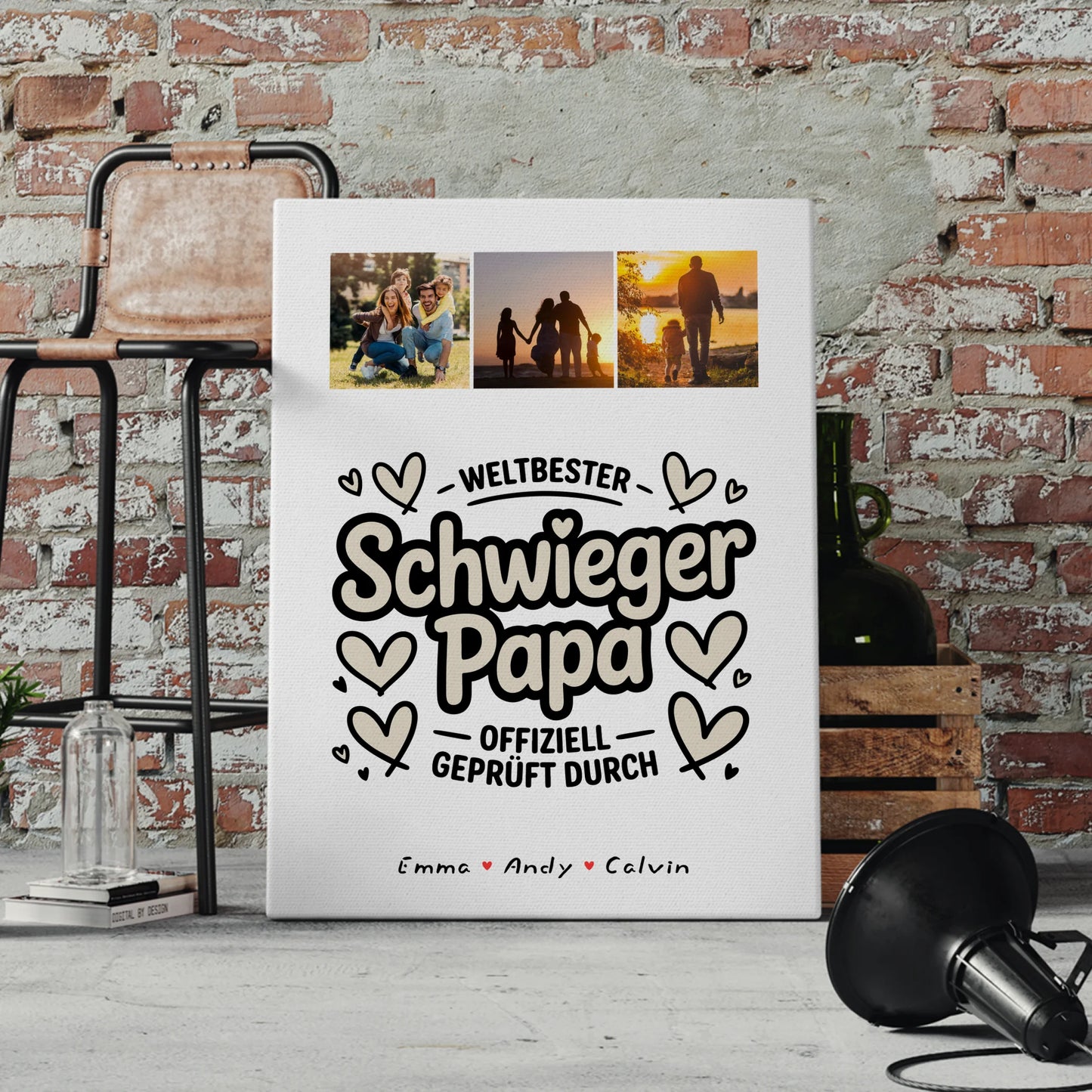 Wandbild Fotocollage für Schwiegerpapa Weltbester Schwiegerpapa Offiziell Geprüft Durch 4