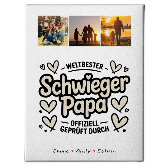 Wandbild Fotocollage für Schwiegerpapa Weltbester Schwiegerpapa Offiziell Geprüft Durch 1