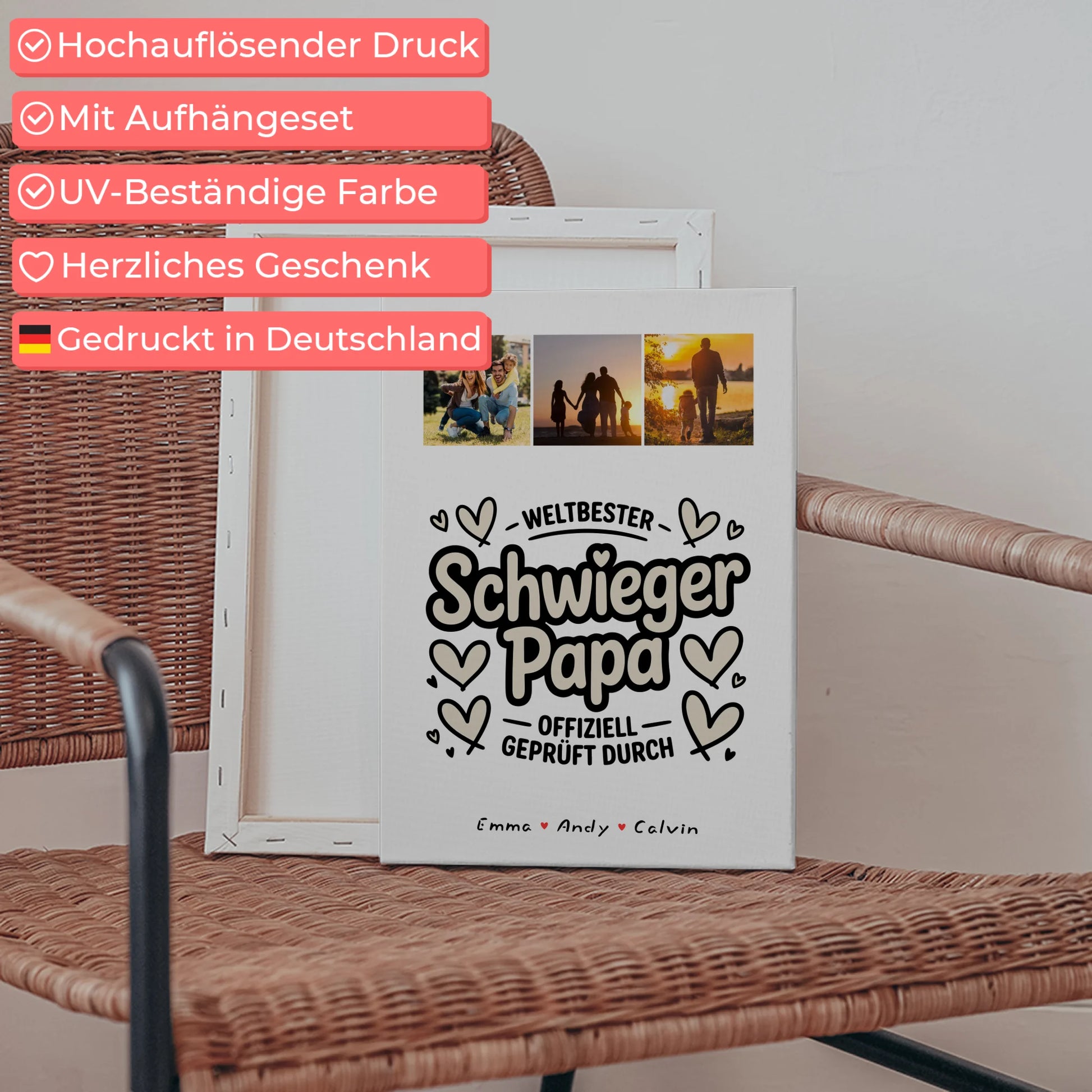 Wandbild Fotocollage für Schwiegerpapa Weltbester Schwiegerpapa Offiziell Geprüft Durch 5