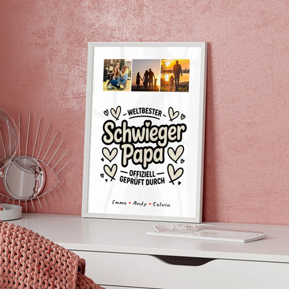 Personalisierbares Poster Schwiegerpapa Fotocollage Weltbester Schwiegerpapa Offiziell Geprüft Durch
