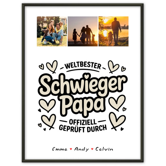 Personalisierbares Poster Schwiegerpapa Fotocollage Weltbester Schwiegerpapa Offiziell Geprüft Durch