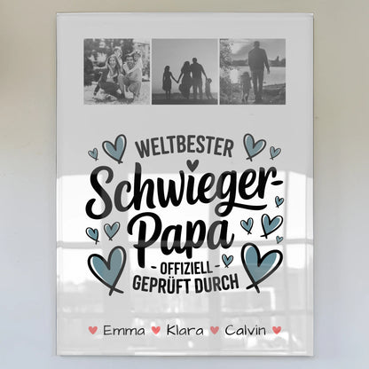 Foto Acrylglas Geschenk Fotocollage Schwiegerpapa Weltbester Schwiegerpapa Offiziell Geprüft Durch 1