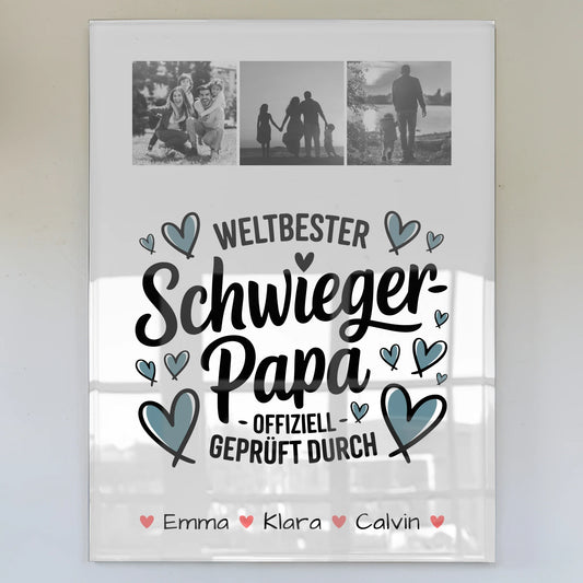 Foto Acrylglas Geschenk Fotocollage Schwiegerpapa Weltbester Schwiegerpapa Offiziell Geprüft Durch 1