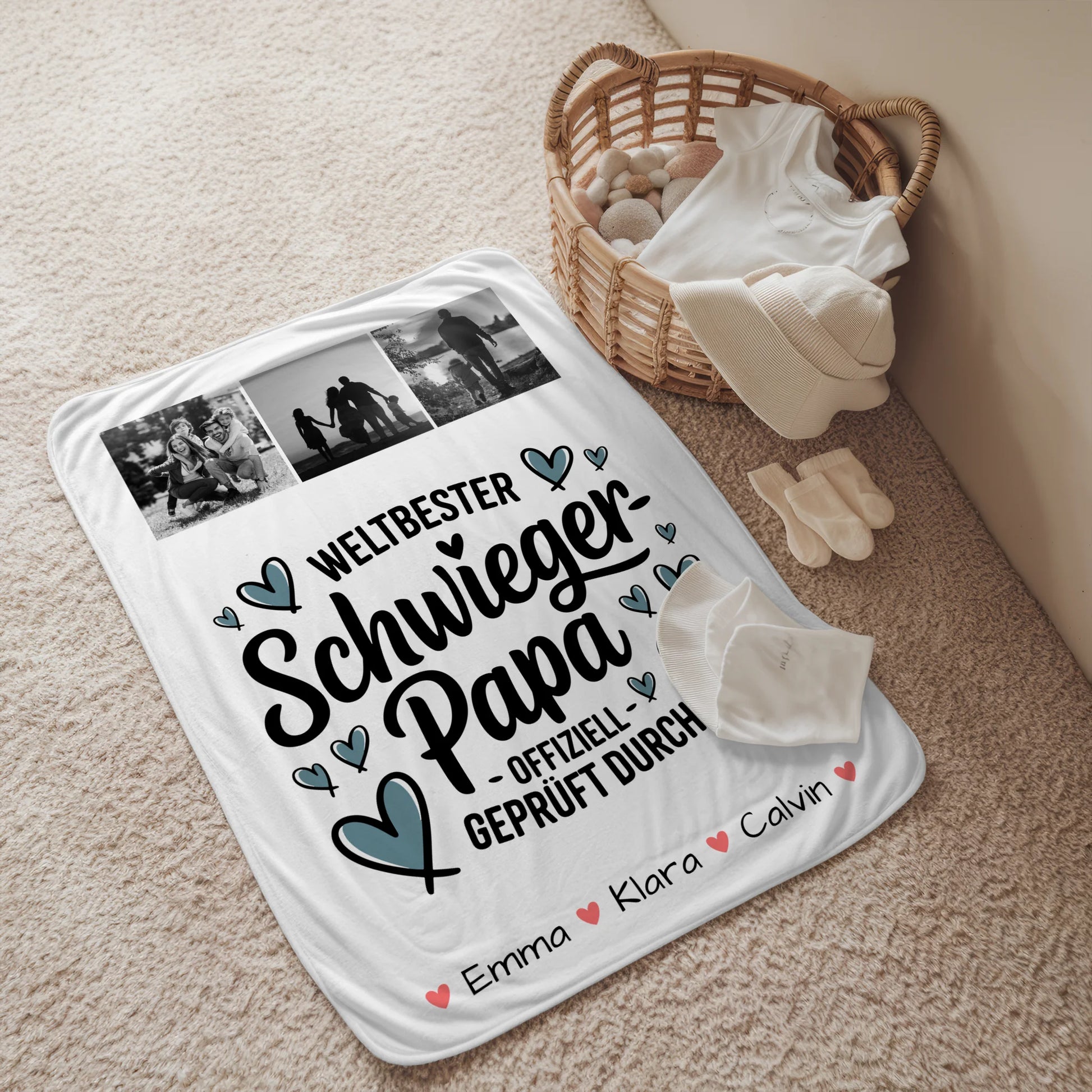 Personalisierte Decke Mit Namen Geschenk Fotocollage Schwiegerpapa Weltbester Schwiegerpapa Offiziell Geprüft Durch 2