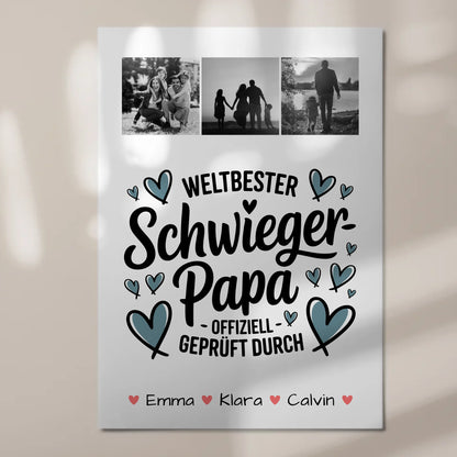 Fotoboard Poster Magnetisch Geschenk Fotocollage Schwiegerpapa Weltbester Schwiegerpapa Offiziell Geprüft Durch 7