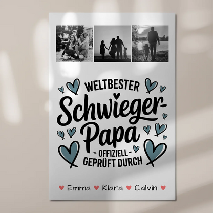 Fotoboard Poster Magnetisch Geschenk Fotocollage Schwiegerpapa Weltbester Schwiegerpapa Offiziell Geprüft Durch