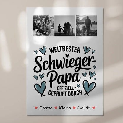 Fotoboard Poster Magnetisch Geschenk Fotocollage Schwiegerpapa Weltbester Schwiegerpapa Offiziell Geprüft Durch