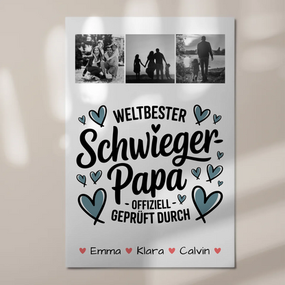 Fotoboard Poster Magnetisch Geschenk Fotocollage Schwiegerpapa Weltbester Schwiegerpapa Offiziell Geprüft Durch