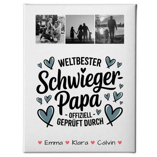 Wandbild Fotocollage Geschenk Fotocollage Schwiegerpapa Weltbester Schwiegerpapa Offiziell Geprüft Durch 1