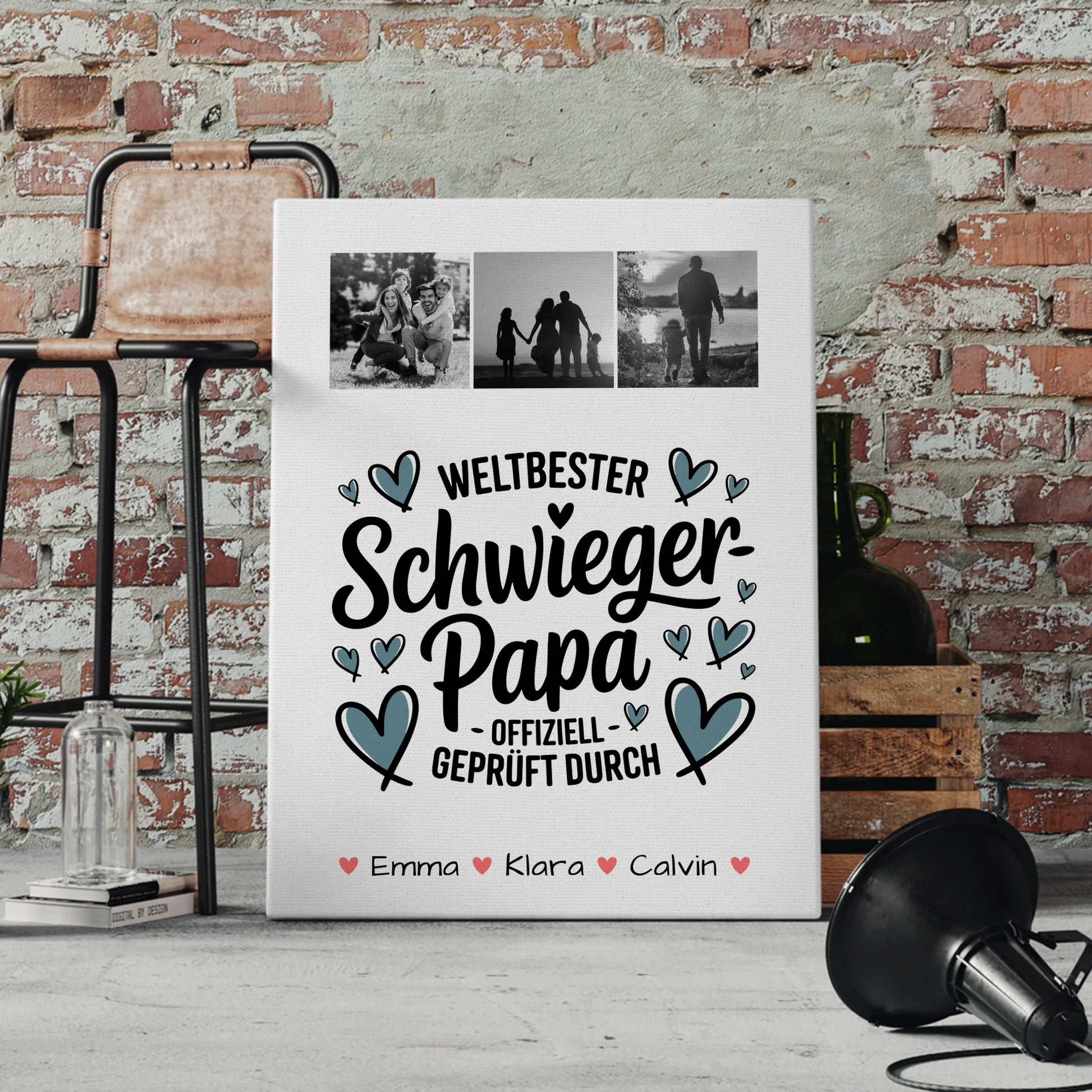 Wandbild Fotocollage Geschenk Fotocollage Schwiegerpapa Weltbester Schwiegerpapa Offiziell Geprüft Durch 4