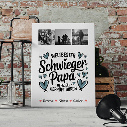 Wandbild Fotocollage Geschenk Fotocollage Schwiegerpapa Weltbester Schwiegerpapa Offiziell Geprüft Durch 4