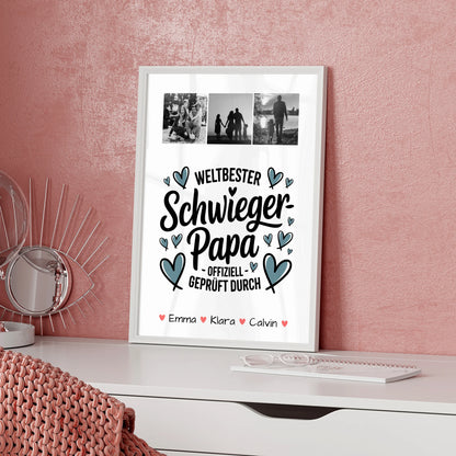 Karten Poster Personalisiert Geschenk Fotocollage Schwiegerpapa Weltbester Schwiegerpapa Offiziell Geprüft Durch