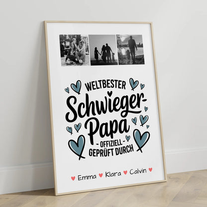 Karten Poster Personalisiert Geschenk Fotocollage Schwiegerpapa Weltbester Schwiegerpapa Offiziell Geprüft Durch