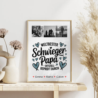 Karten Poster Personalisiert Geschenk Fotocollage Schwiegerpapa Weltbester Schwiegerpapa Offiziell Geprüft Durch