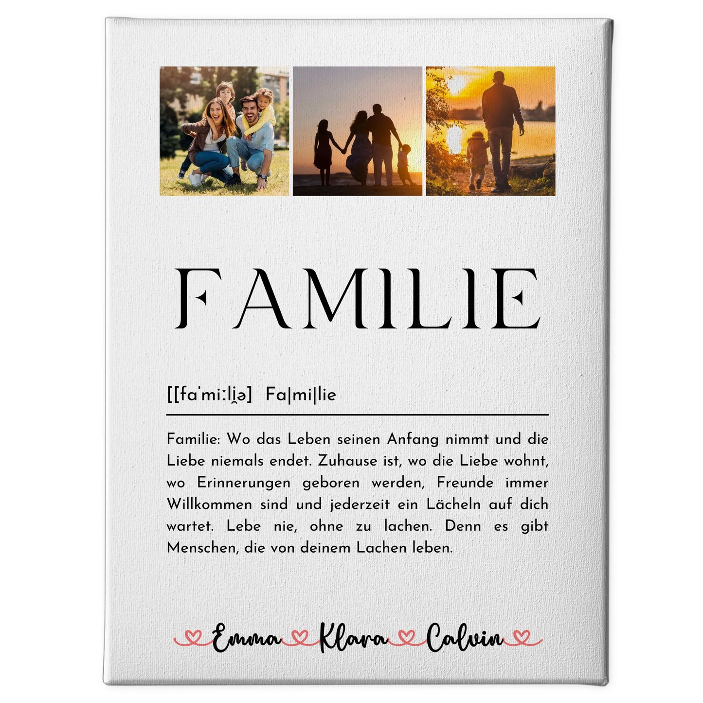 Personalisierte Fotoleinwand mit Fotocollage Familie Definition Familie für einzigartige Geschenke 1