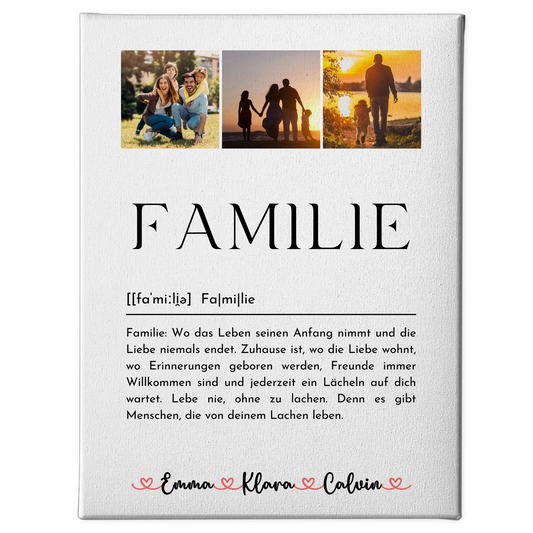 Personalisierte Fotoleinwand mit Fotocollage Familie Definition Familie für einzigartige Geschenke 1