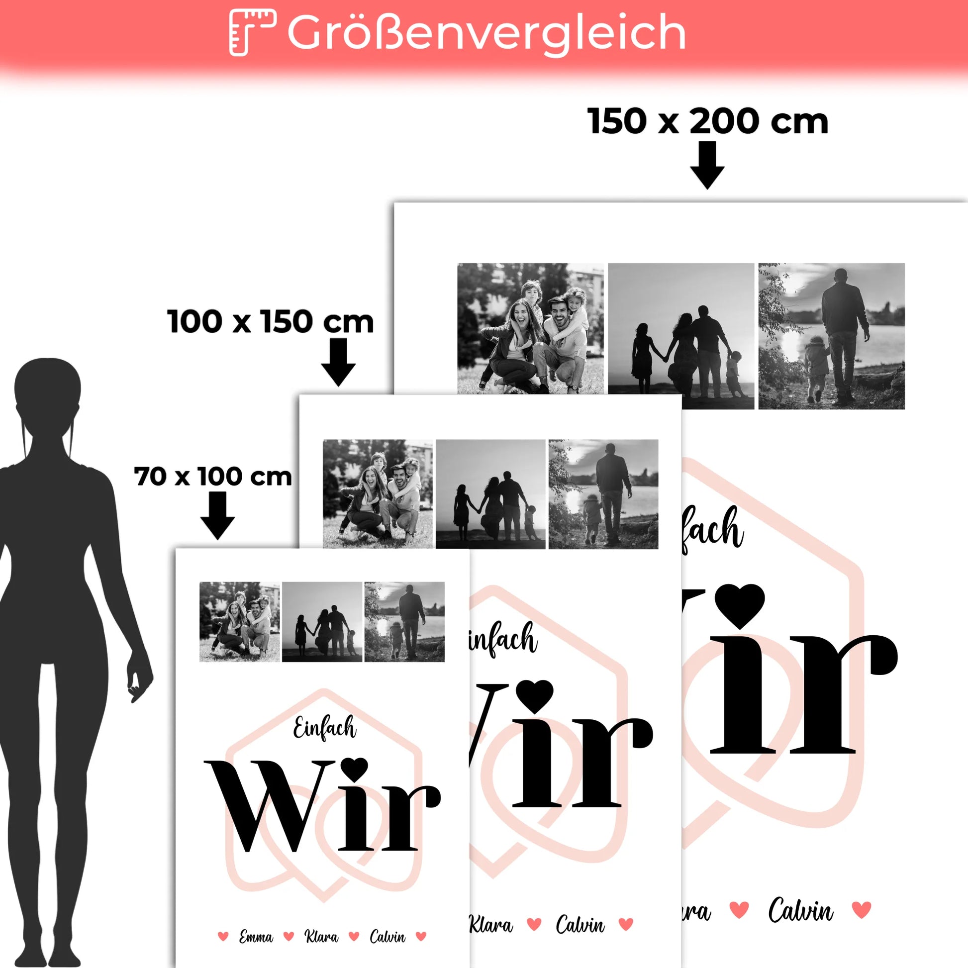 Decke Mit Namen Fotocollage für Familie Einfach Wir personalisierte Geschenke Familie 5