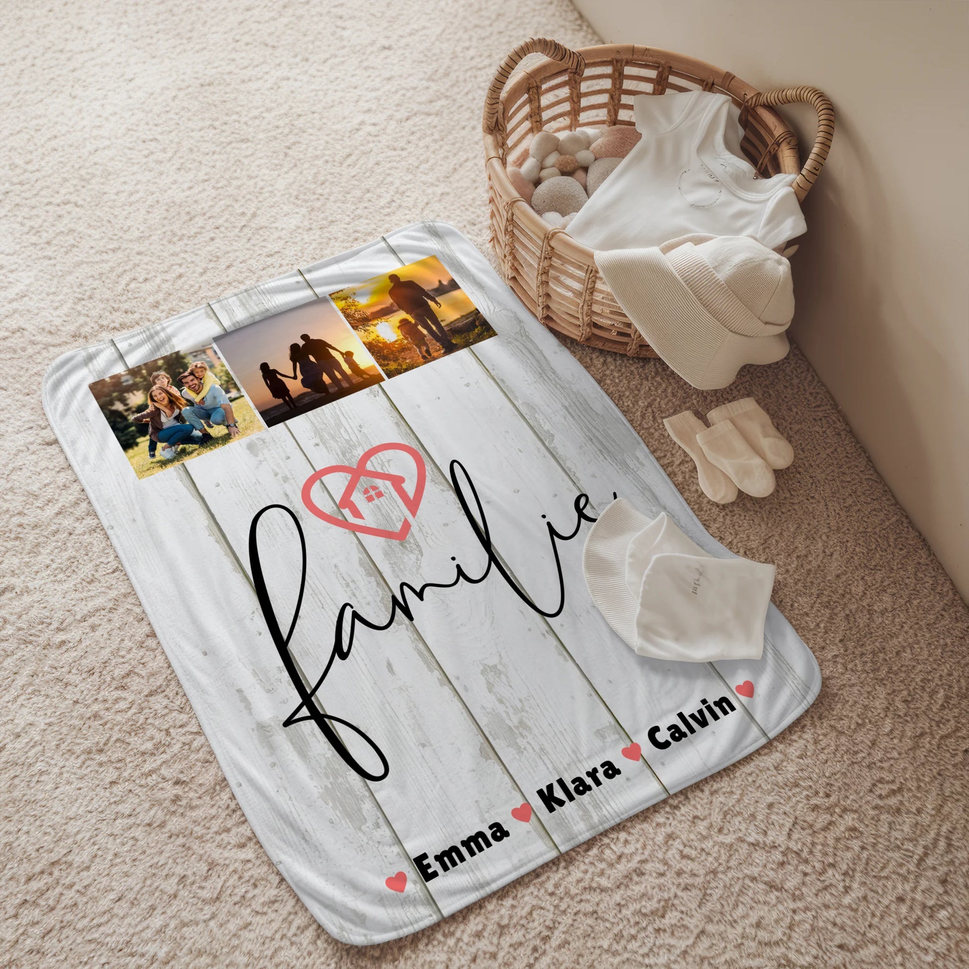 Personalisierte Decke Mit Namen Familie Fotocollage Familiengeschenk 2