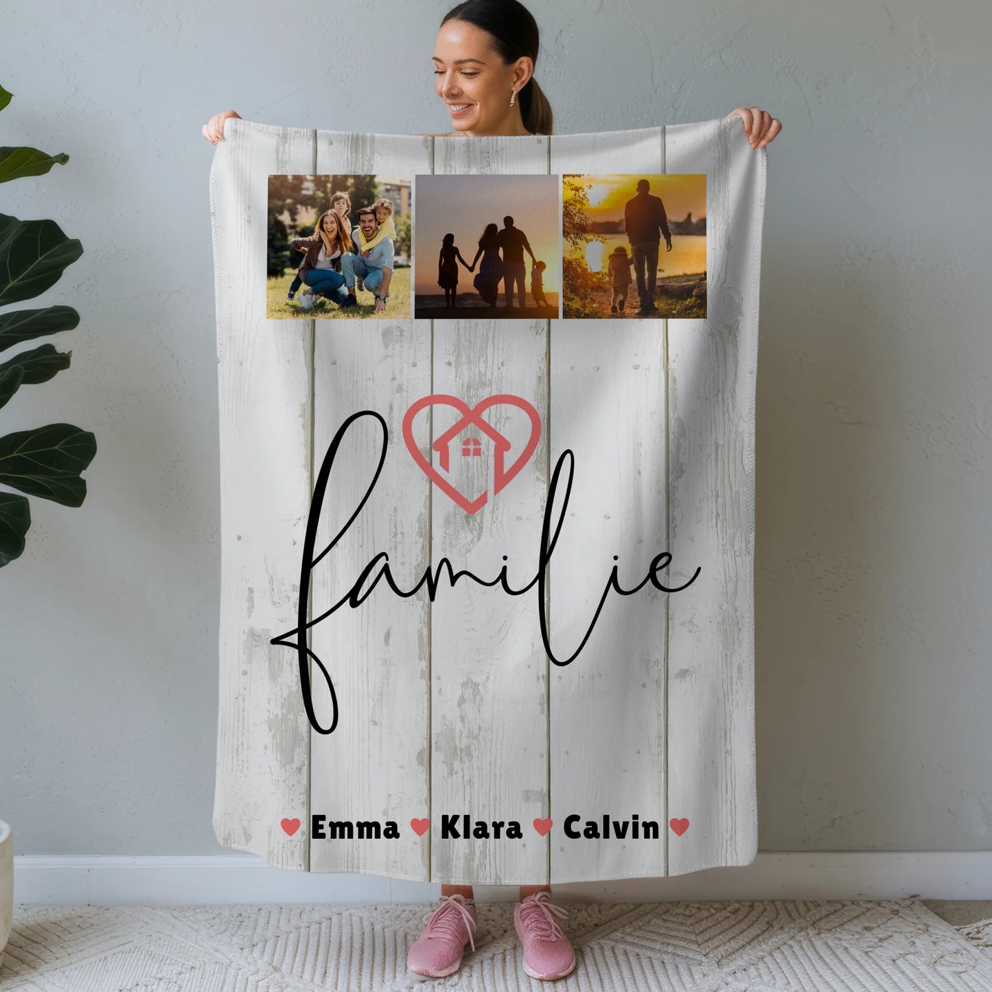 Personalisierte Decke Mit Namen Familie Fotocollage Familiengeschenk 1