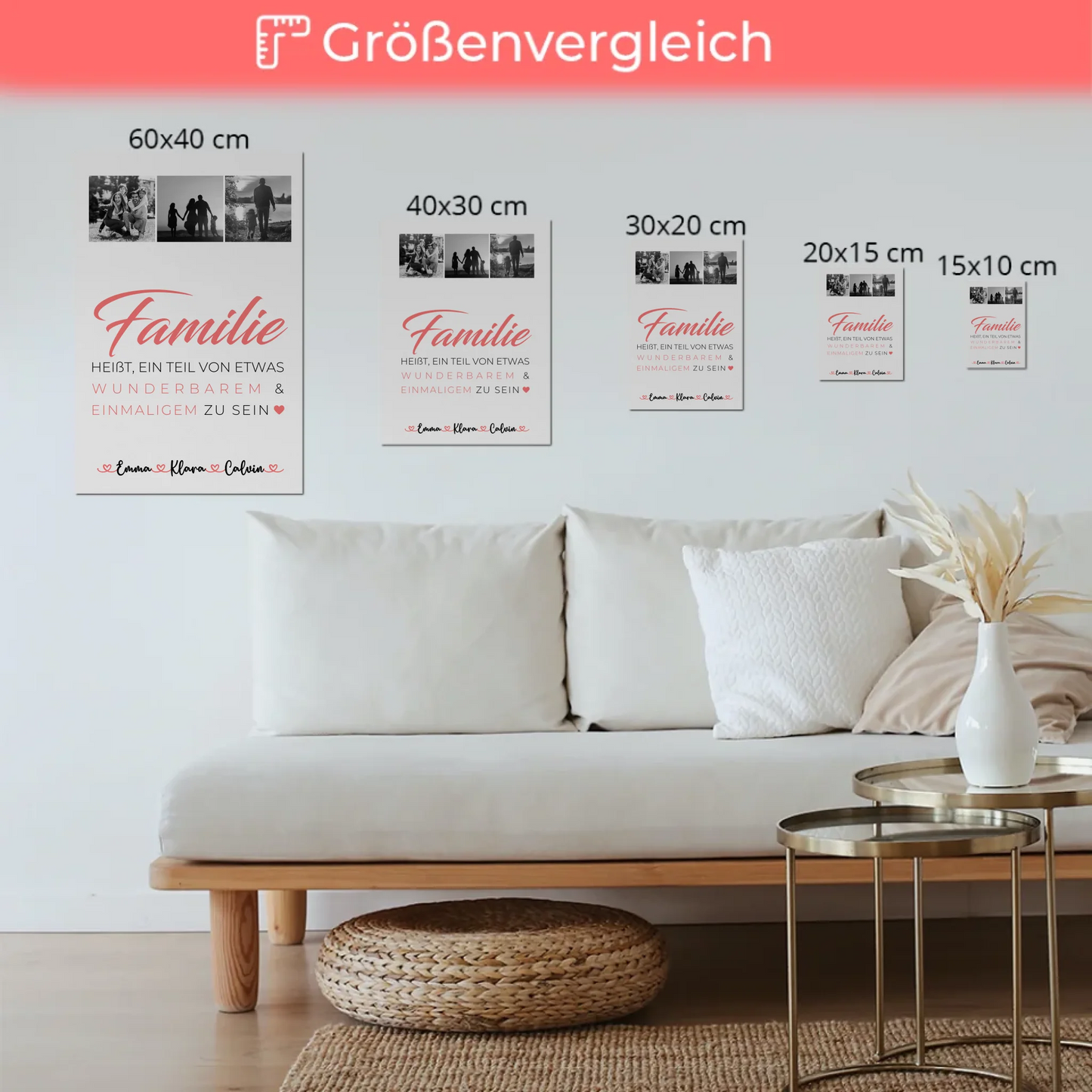 Wandbild Familie Personalisiert Geschenk Fotocollage Familie ist unser kleines Wunder