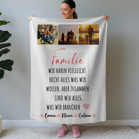 Decke Mit Namen Fotocollage Familie Wir Sind Alles Personalisiertes Geschenk für Familie 1