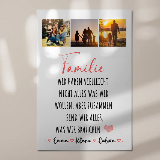 Wandbild Familie Personalisiert mit Fotocollage Familie Wir Sind Alles für dein Zuhause 1