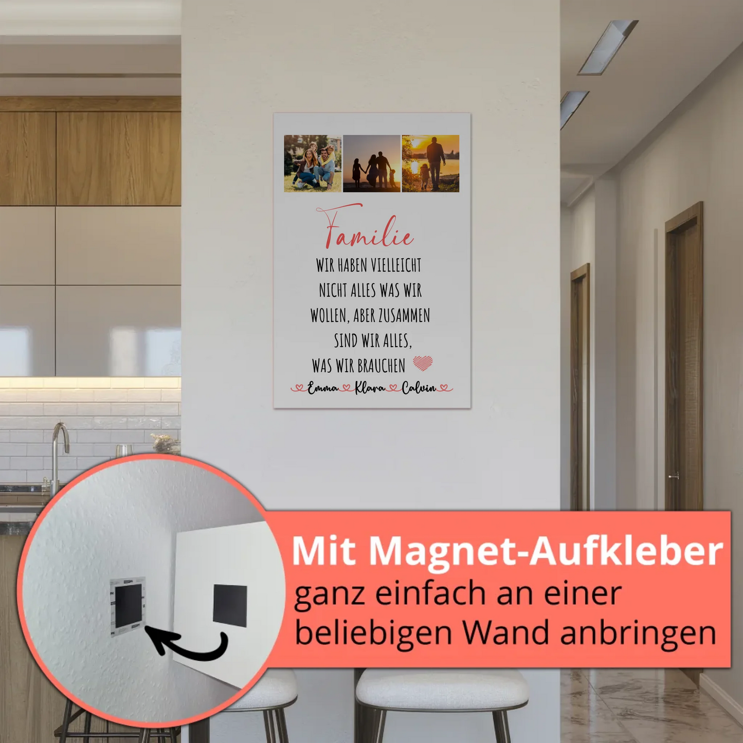 Wandbild Familie Personalisiert mit Fotocollage Familie Wir Sind Alles für dein Zuhause