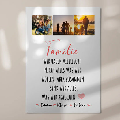 Wandbild Familie Personalisiert mit Fotocollage Familie Wir Sind Alles für dein Zuhause
